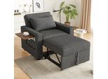 Merax Divano Letto A 1 Posto Con Funzione Sleep, Usb, Type-C, Porta Cellulare, Tavolino, Schienale Regolabile, Letto Pieghevole, Velluto A Coste, Grigio