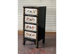 Antico Comò Cinese Altezza 88 Cm Con 4 Cassetti Nero Con Argento