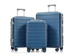 Flieks Set Valigia Trolley 3 Pezzi, Trolley Con Ruote Piroettanti E Chiusura Tsa, Valigia Da Viaggio Rigida M, L, Xl, Blu