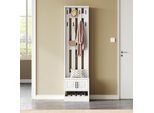 Set Appendiabiti Merax, Appendiabiti, Appendiabiti 2 In 1 Con Scarpiera E 8 Ganci, Mobili Da Corridoio, Appendiabiti Da Corridoio, Panca Appendiabiti, 50×36×190 Cm, Bianco