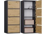 Cassettiera, Antracite / Rovere Artigianale, 50 X 119 X 40 Cm