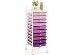 Carrello Costway Con 10 Cassetti Impilabili, Carrello Da Bagno Con Struttura In Metallo, Carrello Da Bagno, Scaffale Da Bagno, Carrello Laterale Viola