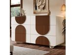 Flieks Credenza Con 6 Cassetti, Credenza Per Soggiorno Con Protezione Antiribaltamento, Credenza Laterale 121X41X71 Cm, Bianco