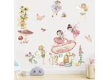 Adesivi Murali Con Motivi Di Fate E Funghi, Fiori, Farfalle, Elfi, Da Staccare E Attaccare, Per Camerette Di Bambine, Camere Di Bambini, Camerette Di Neonati