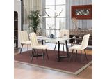Sedia Da Pranzo Sweiko (4 Pezzi), Beige, Set Di 4 Sedie Imbottite Sedia Di Design Con Schienale, Seduta In Velluto Struttura In Metallo