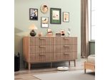 Unboxg Cassettiera Con 6 Cassetti, Credenza In Legno, Cassettiera In Legno Naturale Per Soggiorno E Camera Da Letto