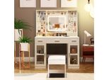 Aiorber Tavolo Da Toilette Con Specchio Led, 3 Colori Di Luce, Touch Control, Tavolo Da Toilette Con Illuminazione, Cassetti E Sgabello, Tavolo Da Toilette - Bianco