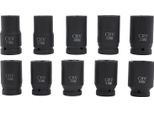 Set Di Chiavi A Impulsi - Set Di Chiavi A Bussola - 10 Pezzi, 24-46 Mm - Acciaio Cr-Mo - Con Scatola Di Custodia - Nero