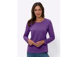 Langarmshirt Classic Basics "Langarm-Shirt", Damen, Gr. 54, Lila, 100% Baumwolle, Unifarben, Rundhals, Shirts Langarmshirt