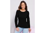 Langarmshirt Classic Basics "Langarm-Shirt", Damen, Gr. 40, Schwarz, 100% Baumwolle, Unifarben, Rundhals, Shirts Langarmshirt