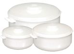Set Di Ciotole Per Microonde 3 Pezzi, Con Coperchio, Plastica