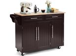 Costway Carrello Da Cucina Su Rotelle, Carrello Da Cucina Con Cassetti E Piano Di Lavoro, Mobile Buffet A Isola In Legno, Mobile Da Cucina Marrone