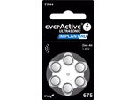 Everactive 675 Batterie Per Apparecchi Acustici Ad Alte Prestazioni In Zinco-Aria 1 Scheda Blister 4 Anni Di Durata Di Conservazione Impianto Blu Hd PR44 - Confezione Da 6
