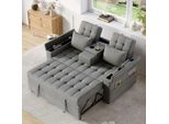 Divano Letto Merax A 2 Posti Con Funzione Letto, Schienale Regolabile, Portabicchieri, Vani Portaoggetti, Cuscini, Divano, Divano Letto, Letto Pieghevole, Biancheria, Grigio