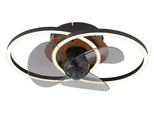 Globo Lighting Deckenleuchte "Karen", Schwarz (Schwarz Matt), 1 Stk., Leuchten, Deckenventilator, Deckenlampe, Moderner Ventilator, Holz Optik, Deckenleuchte