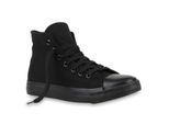 Mytrendshoe Comode Scarpe Da Ginnastica Alte Da Donna Allacciate Scarpe Casual 79875, Colore: Nero, Taglia: 36