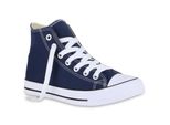 Mytrendshoe Donna Sneaker Alta Tela Scarpe Da Ginnastica Allacciate Scarpe Casual 894599, Colore: Blu Scuro, Taglia: 36