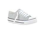 Mytrendshoe Donna Sneaker Basse Scarpe Da Ginnastica Allacciate Comode Scarpe Casual 822086, Colore: Grigio Chiaro, Taglia: 36