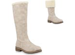 Mytrendshoe Stivali Invernali Da Donna Stivali Caldi Foderati Stivali Invernali Pelliccia Sintetica 820371, Colore: Crema, Taglia: 38