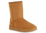 Mytrendshoe Donna Stivali Slip-On Stivali Foderati Caldi Stivali Invernali Piattaforma 825396, Colore: Marrone Chiaro, Taglia: 40