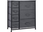 Homcom Cassettiera Armadio Con 7 Cassetti Pieghevoli In Tessuto Struttura In Metallo + Legno + Tessuto Non Tessuto Grigio 63,5 X 30 X 71 Cm