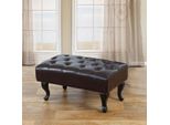 Ottomana Chesterfield, Sgabello Poggiapiedi, Pelle Finta 39X77X47Cm ~ Marrone Antico