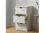 Cassettiera HWC-C62, Cassettiera In Legno, Effetto Shabby Vintage 3 Cassetti 53X32X26Cm ~ Bianco