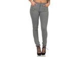 Treggings Jeggings Hipster Stretch Slimfit Con Tasche Pantaloni; Grigio-Melange M