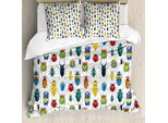 Abakuhaus Copripiumino Acquerello, Insetti Colorati, Antiacaro, Adatto A Chi Soffre Di Allergie, Con Federe, 200 Cm X 200 Cm - 80 X 80 Cm, Multicolore