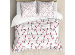 Set Copripiumino Abakuhaus Zuckerstange, Caramelle Acquerellate, Natale Tradizionale, Festività Invernali, 155 X 220 Cm + 80 X 80 Cm, Rosso, Acquerello, Bianco