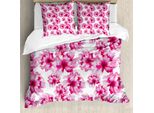 Abakuhaus Copripiumino Acquerello, Peonie Astratte, Antiacaro, Adatto A Chi Soffre Di Allergie, Con Federe, 200 Cm X 200 Cm - 80 X 80 Cm, Rosa Magenta