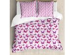 Abakuhaus Copripiumino Viola, Farfalle Romantiche, Antiacaro, Adatto A Chi Soffre Di Allergie, Con Federe, 155 Cm X 220 Cm - 80 X 80 Cm, Marrone Viola Rosa Chiaro