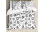Abakuhaus Copripiumino Snowflake, Linea Motivi Invernali, Antiacaro, Adatto A Chi Soffre Di Allergie, Con Federe, 200 Cm X 200 Cm - 80 X 80 Cm, Bianco E Nero