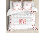 Abakuhaus Copripiumino Love, Illustrazione Romantica Con Cuore, Antiacaro, Adatto A Chi Soffre Di Allergie, Con Federe, 155 Cm X 220 Cm - 80 X 80 Cm, Rosso Bordeaux E Bianco