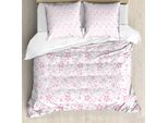 Abakuhaus Set Copripiumino KirschblüTe, Graziosi Fiori Rosa Su Sfondo Bianco, Design Semplice E Giocoso Per Bambine, 155 X 220 Cm + 80 X 80 Cm, Rosa Pallido E Bianco
