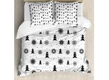 Abakuhaus Copripiumino Nordico, Natale Pine Trees Vacanze, Antiacaro, Adatto A Chi Soffre Di Allergie, Con Federe, 155 Cm X 220 Cm - 80 X 80 Cm, Bianco E Nero