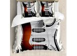 Abakuhaus Copripiumino Rock Music, Chitarra Retrò Sporca, Antiacaro, Adatto A Chi Soffre Di Allergie, Con Federe, 155 Cm X 220 Cm - 80 X 80 Cm, Multicolore