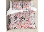 Abakuhaus Set Copripiumino Per Letti Matrimoniali, Motivi Britannici, Antiacaro, Adatto A Chi Soffre Di Allergie, Con Federe, Rosso Scarlatto E Tortora