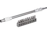 Set Di Punte, 11 Pezzi, Con Prolunga Flessibile In Metallo, 200 Mm