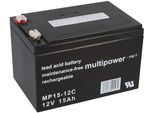 Batteria Al Piombo Multipower MP15-12C Pb 12V 15Ah A Prova Di Ciclo, Faston 6,3