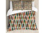 Abakuhaus Set Copripiumino Mid-Century, Semplice Motivo A Gocce Bicolore Su Sfondo Grigio Simmetrico Astratto, 155 X 220 Cm + 80 X 80 Cm, Multicolore