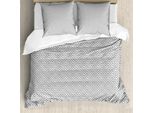 Abakuhaus Set Copripiumino Greek Key, Motivo Geometrico A Linee Intrecciate Con Motivo Antico In Grigio Labirinto, 155 X 220 Cm + 80 X 80 Cm, Grigio Chiaro Bianco