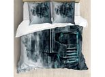 Abakuhaus Set Copripiumino Per Letto Matrimoniale, Tema Trasporto Merci, Antiacaro, Adatto A Chi Soffre Di Allergie, Con Federe, Grigio Turchese