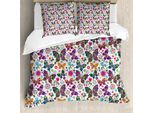 Abakuhaus Copripiumino Butterfly, Motivo Retrò, Antiacaro, Adatto A Chi Soffre Di Allergie, Con Federe, 200 Cm X 200 Cm - 80 X 80 Cm, Multicolore
