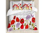 Abakuhaus Green Flower Copripiumino, Natura Scena Fauna, Antiacaro Adatto A Chi Soffre Di Allergie Con Federe, 200 Cm X 200 Cm - 80 X 80 Cm, Multicolore