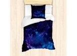 Abakuhaus Set Copripiumino Himmel, Illustrazione Spaziale Notturna Con Stelle E Nebulose In Lontananza, 135 X 200 Cm + 80 X 80 Cm, Viola E Grigio Antracite