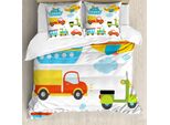 Abakuhaus Set Copripiumino Per Lettini Matrimoniali, Tema Trasporto Bambini, Antiacaro, Adatto A Chi Soffre Di Allergie, Con Federe, Multicolore