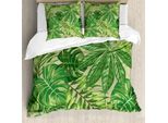 Abakuhaus Copripiumino Con Foglie Verdi, Frischer Dschungel Aloha, Antiacaro, Adatto A Chi Soffre Di Allergie, Con Federe, 200 Cm X 200 Cm - 80 X 80 Cm, Verde Mela Verde Felce