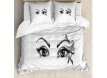 Abakuhaus Copripiumino Wimper, Farfalle E Piume, Antiacaro, Adatto A Chi Soffre Di Allergie, Con Federe, 155 Cm X 220 Cm - 80 X 80 Cm, Bianco E Nero