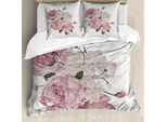 Set Copripiumino Abakuhaus Rose, Stile Grunge Rosa Antico, Romantico Primaverile, 200 X 200 Cm + 80 X 80 Cm, Beige Rosa Verde